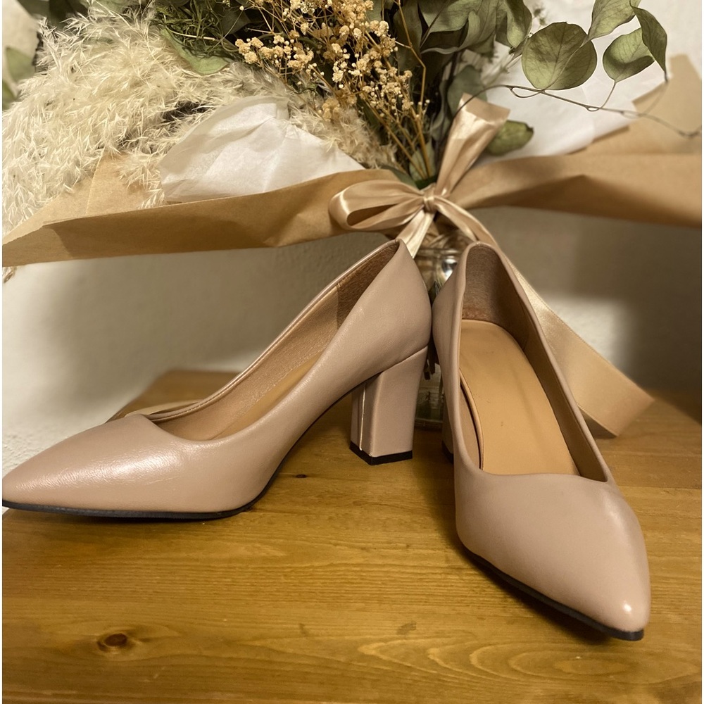Nude block heels